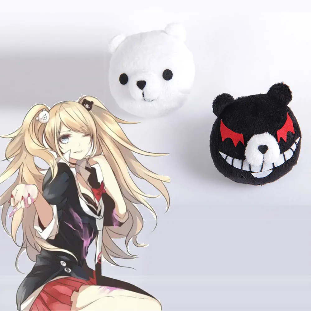 Danganronpa Enoshima Junko Cosplay Wig Pink Long Wavy With Ponytail Clip Heat Resistant Cosplay Wig + Bear Hairpins Girl Gift