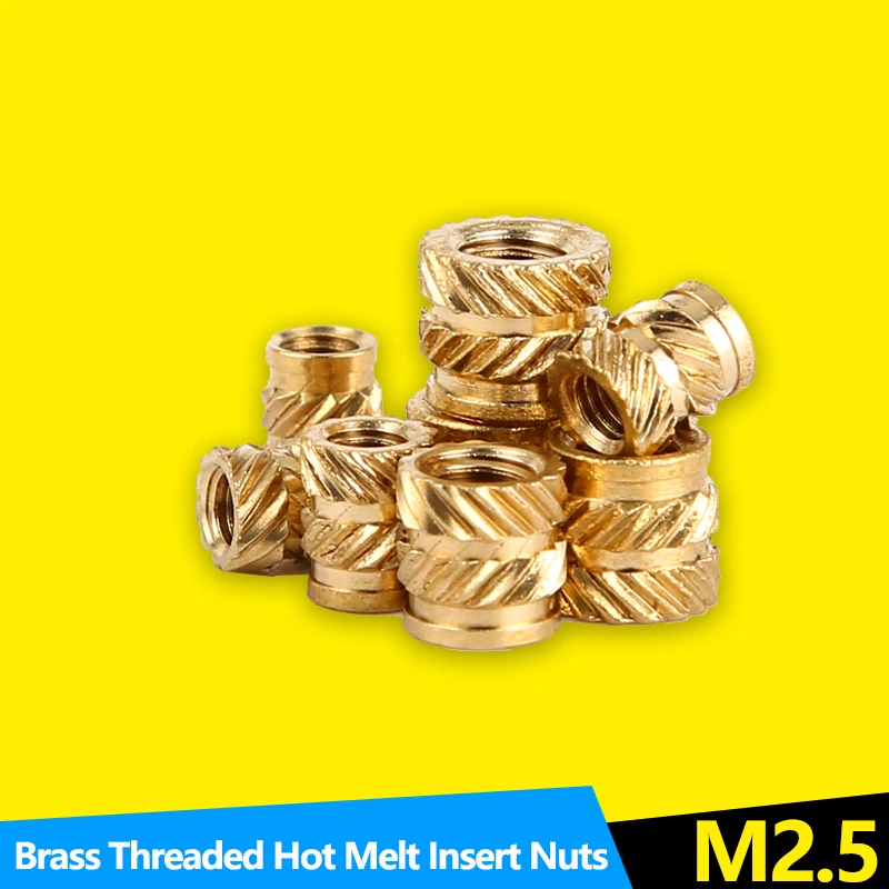 200PCS Female Thread Brass Knurled Inserts Nut Heat Set Insert Nuts Embed Parts Pressed Fit into Holes for 3D Printing M2 M2.5