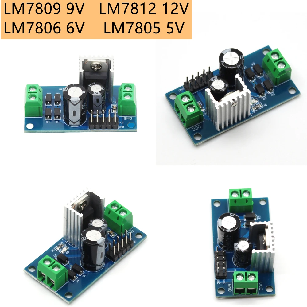 LM7805 LM7806 LM7809 LM7812 DC/AC trzy napięcia na zaciskach regulatora moduł zasilania 5V 6V 9V 12V wyjście Max 1.2A