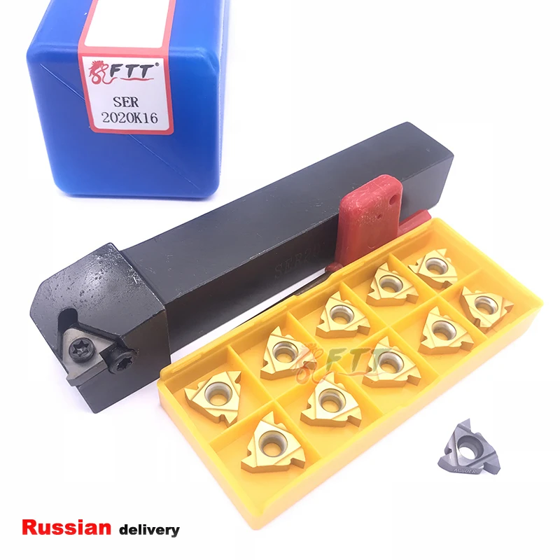 1pcs SER2020K16 CNC Ferramenta de Tornear Torno Titular Bar Chato com 11pcs 16ER AG60 Lâmina Acessórios Da Máquina de Inserção T