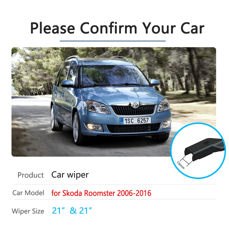 Car Wiper Blades for Skoda Roomster 2006~2016 Front Windscreen Windshield Wipers Car Accessories 2007 2008 2010 2011 2012 2013