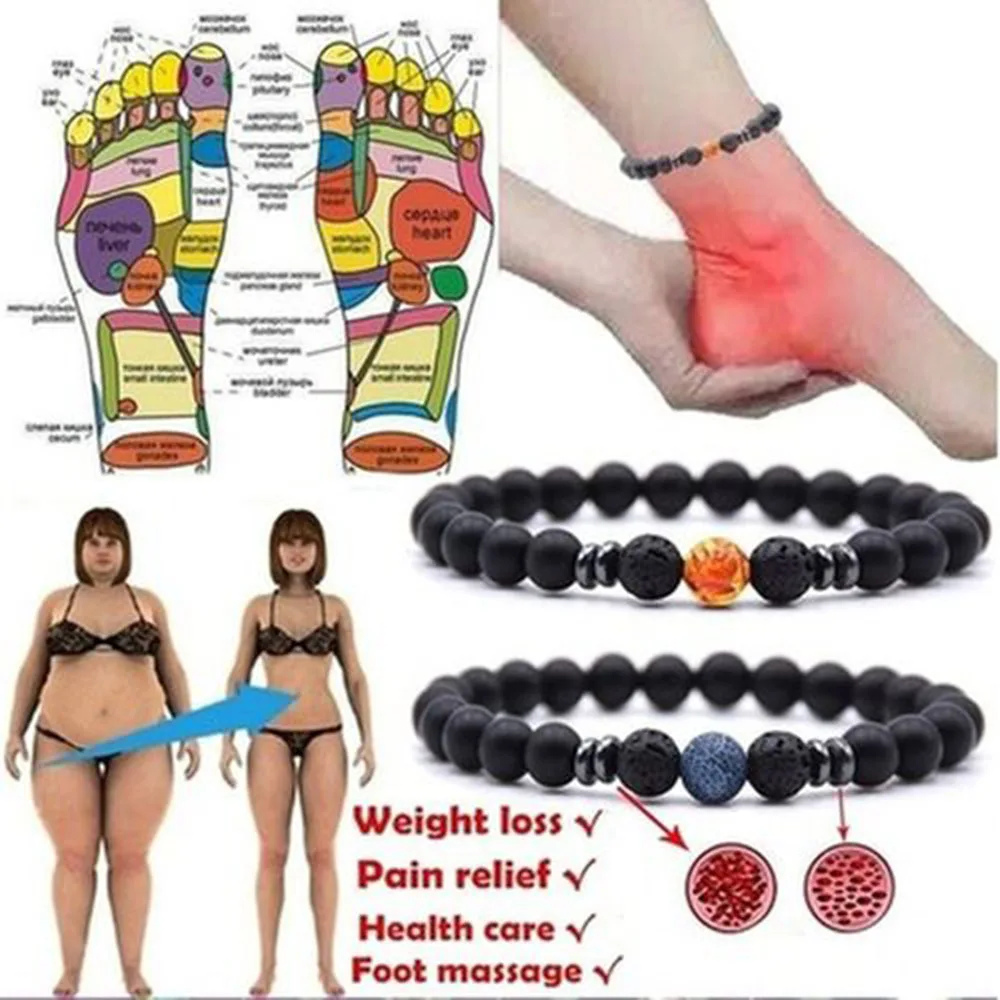 Frosted Black Volcanic Rock Amber Yoga Weight Loss Bracelet 1 pcs Free Shipping