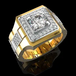 Ouro 14 k Anel de Diamante Branco para Homens e Mulheres, Pedras Preciosas Naturais Jóias, Anel de Diamante 2 quilates, Moda Masculina