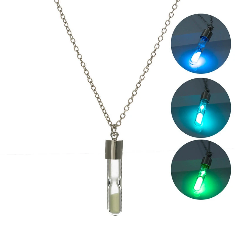 2022 fashion hourglass Luminous  Pendant  Necklace Glowing in the Dark  Hollow Luminous Pendant Necklace Jewelry Halloween Gifts