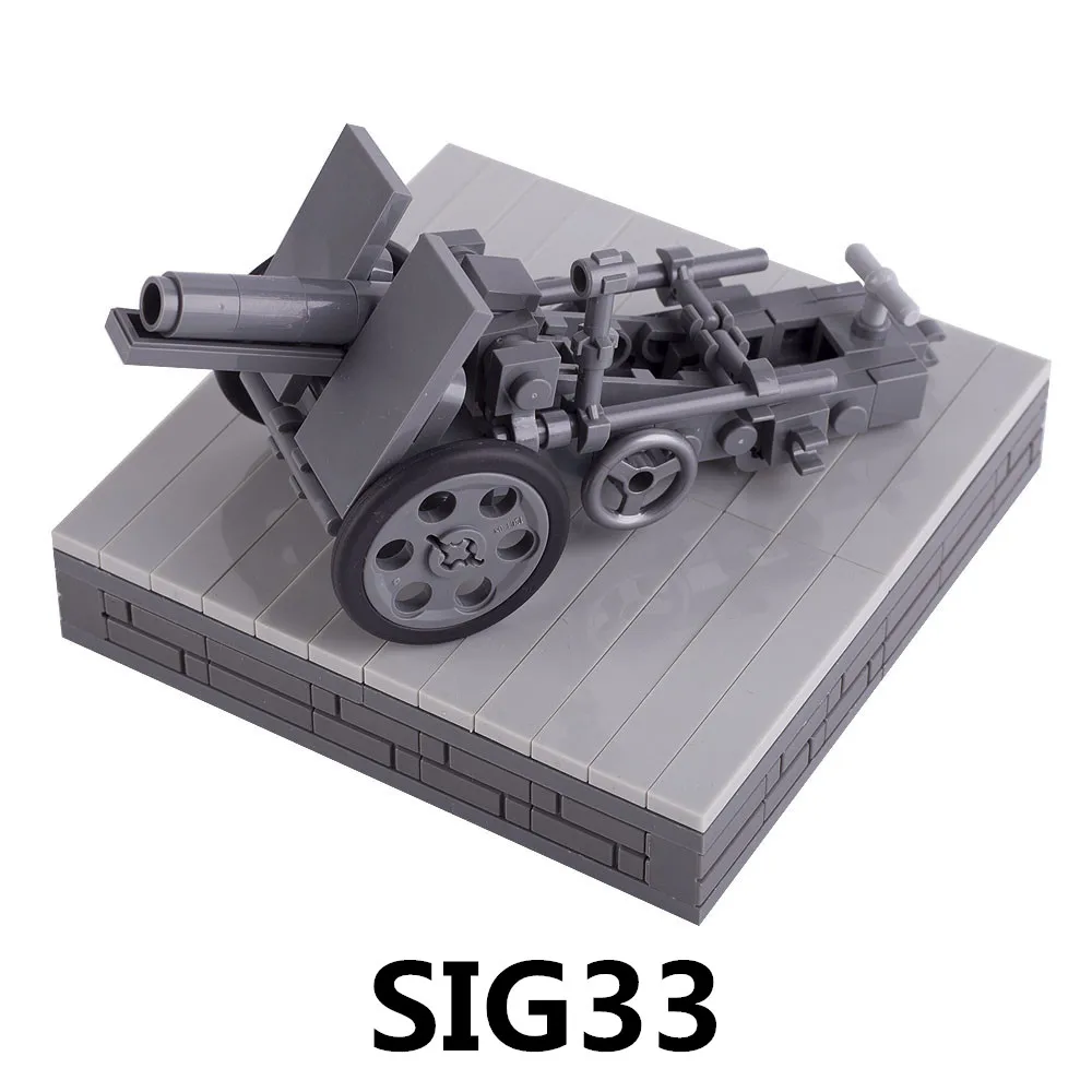 WW2 German Weapon SIG33 Heavy Infantry Gun Building Blocks MOC Military Weapon Cannon Accessories Bricks DIY Kids Toys Gift D209