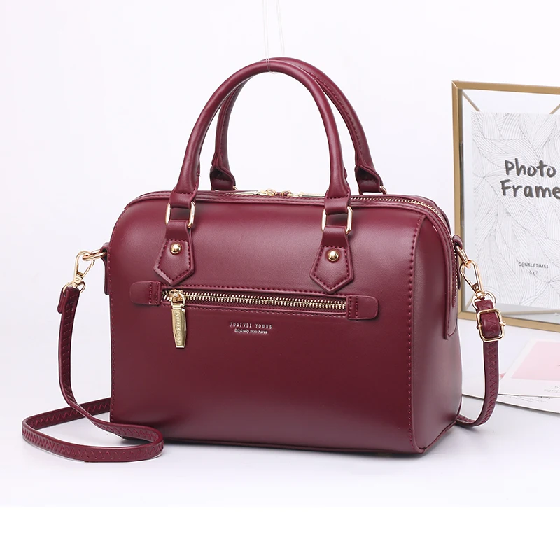 Boston Shape Pu Leather Women Handbags 2022 Lady Shoulder Bag Brand Designer Female Crossbody Messenger Bag Travel Totes Purse