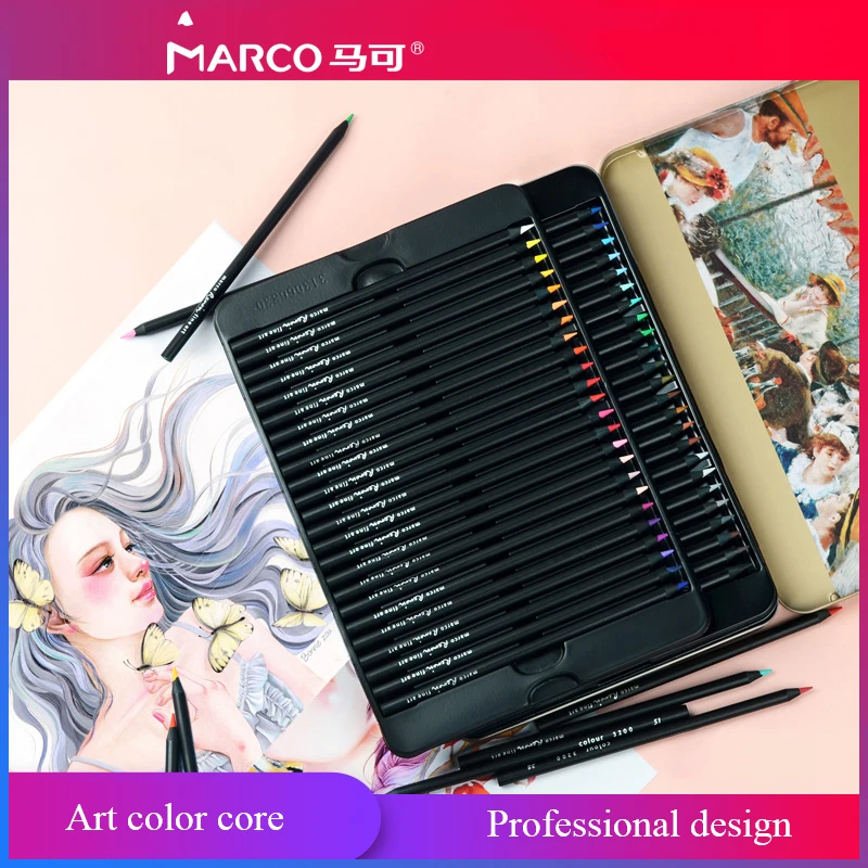 Marco Renoir Fine Professional Oily Color Pencils Coloured Drawing Pencil Set Painting Colored Pencil Set School Art Supplies