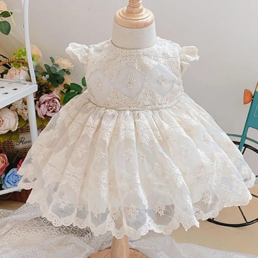 

Baby girl summer vintage Spanish lolita ball gown lace mesh stitching birthday party princess dress