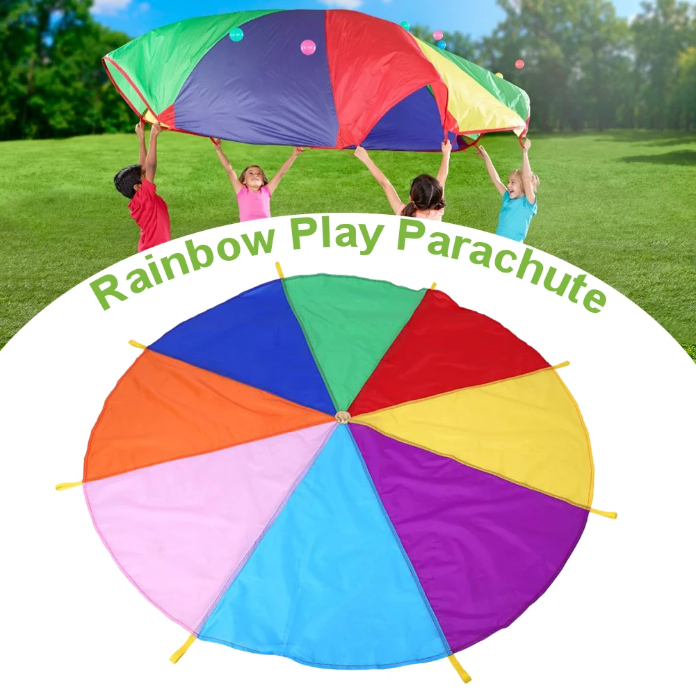 

Parachute Play Toy With Handles Outdoor Team Game Waterproof Umbrella Toy Development Training For Children Rainbow Parachute