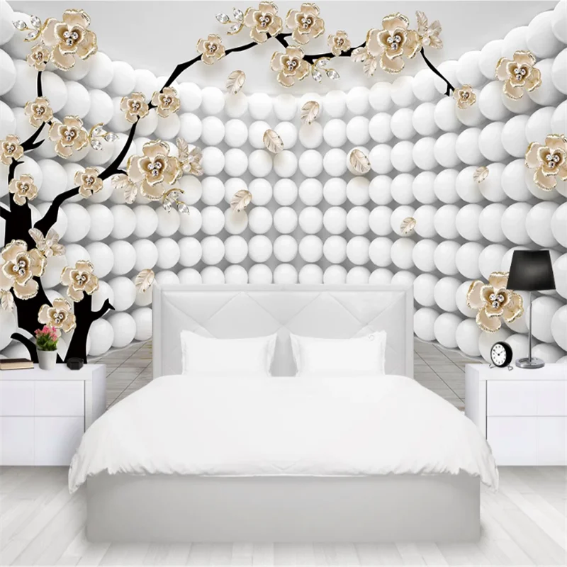 

wellyu Custom wallpaper 3d3D jewelry flower branch arc stereo TV background living room bedroom background wallpaper