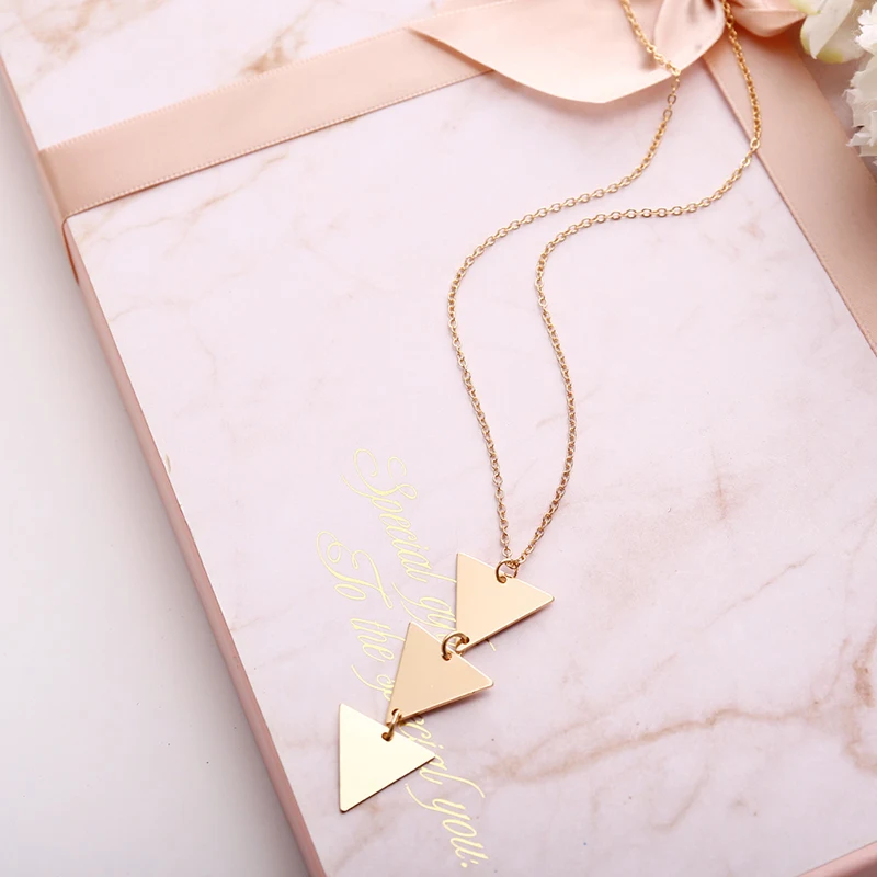 fashion necklace for women Long chain metal smooth triangle one piece Pendant Chains aesthetic Accessories neck Gift wholesale