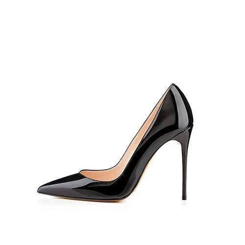 Klassische Glänzende Schwarz PU Patent leder High Heels Schuhe Frauen Pumpen 12cm Spitz Stilettos Sexy Hochzeit QKOU003 ROVICIYA 8
