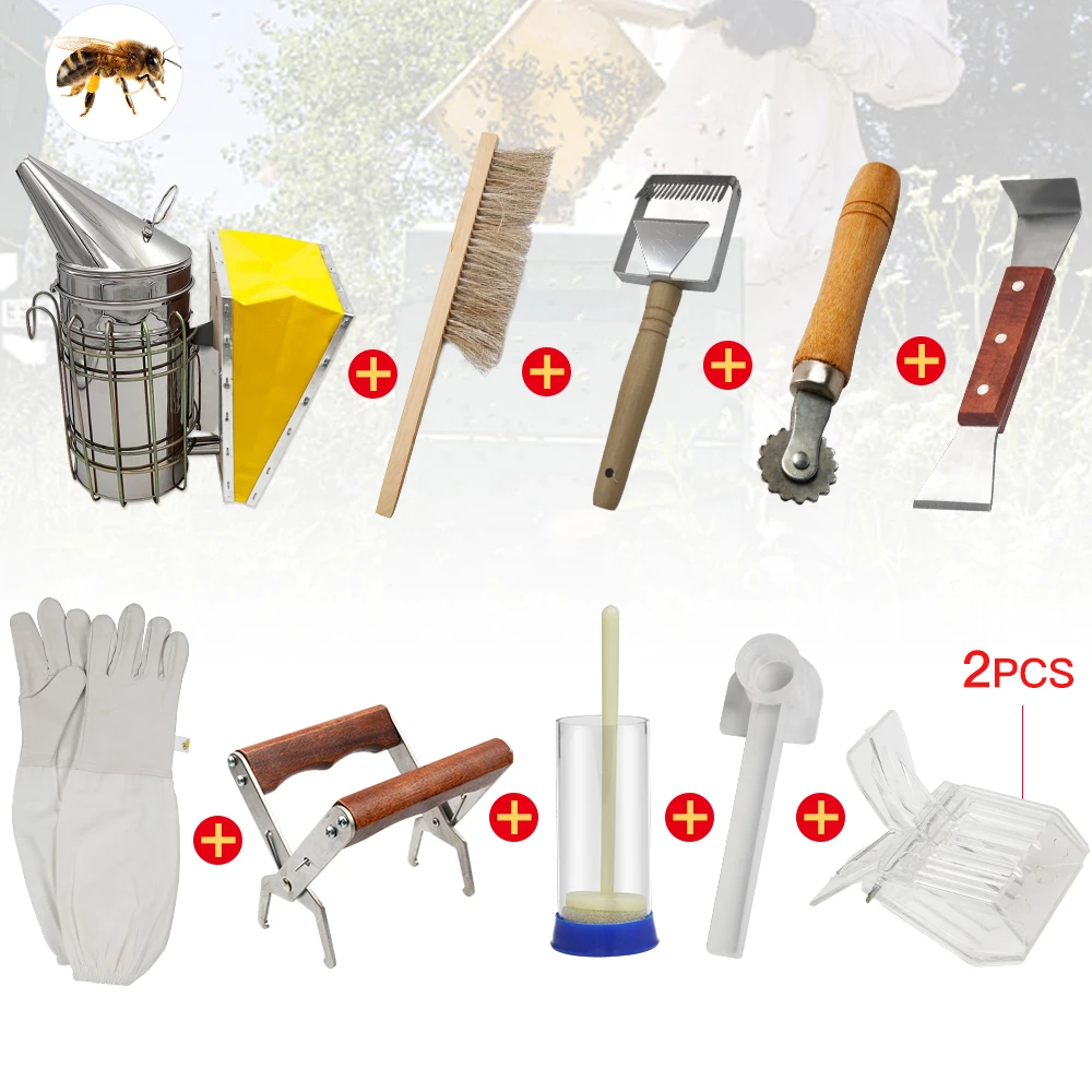 

Beekeeping Bee Hive Smoker Kit Tools Equipment Set Queen Rearing System Cultivating Box Water Feeder Bee Clothing For Beekeeper