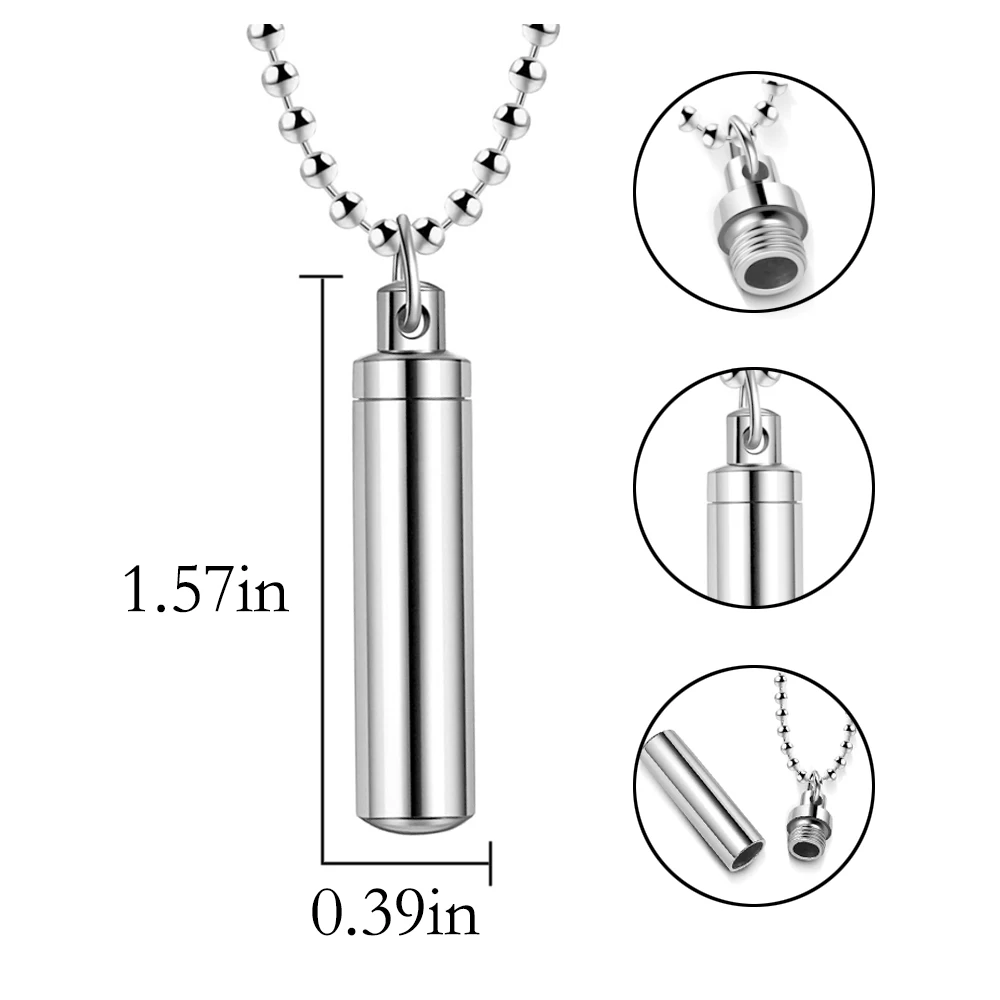 Semplice Bar piccola bottiglia tubo ciondolo collana argento acciaio inossidabile cremazione gioielli cenere urna collana ricordo commemorativo