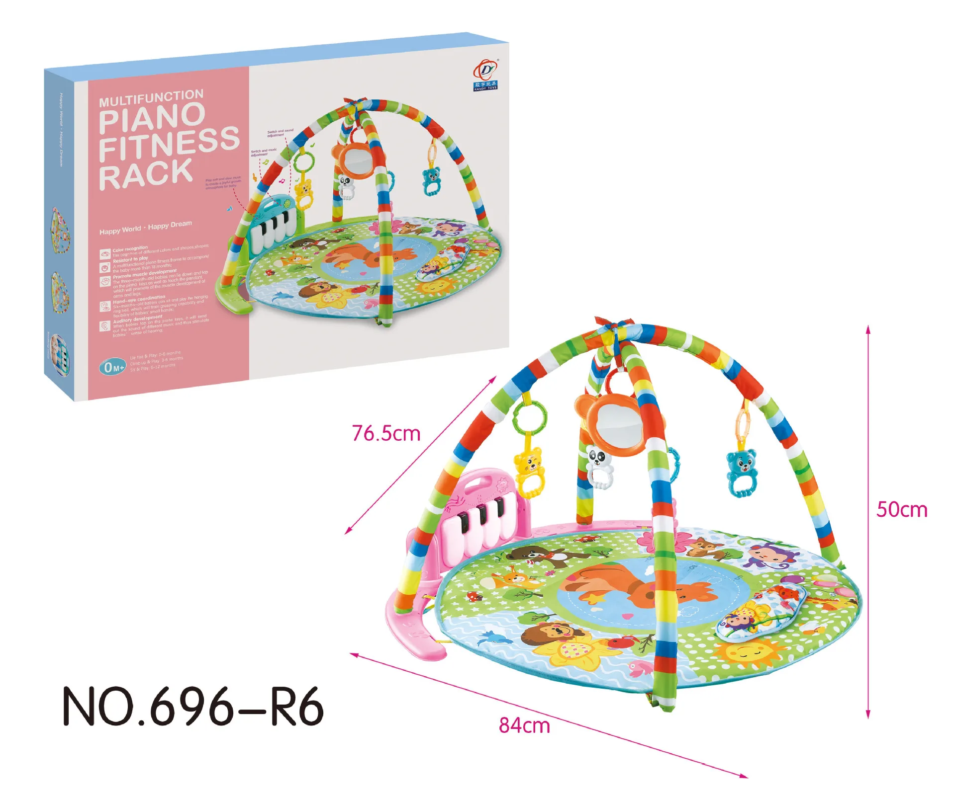 New Multifunctional Fitness Stand For Infants And Young Children Early Education Puzzle Pedal Piano Newborn Round Game Pad Toy