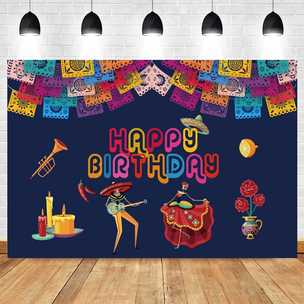 

Yeele Photocall Mexican Day Of The Dead Backdrop Candle Banner Photography Background Prop Party For Photo Studio Photographic