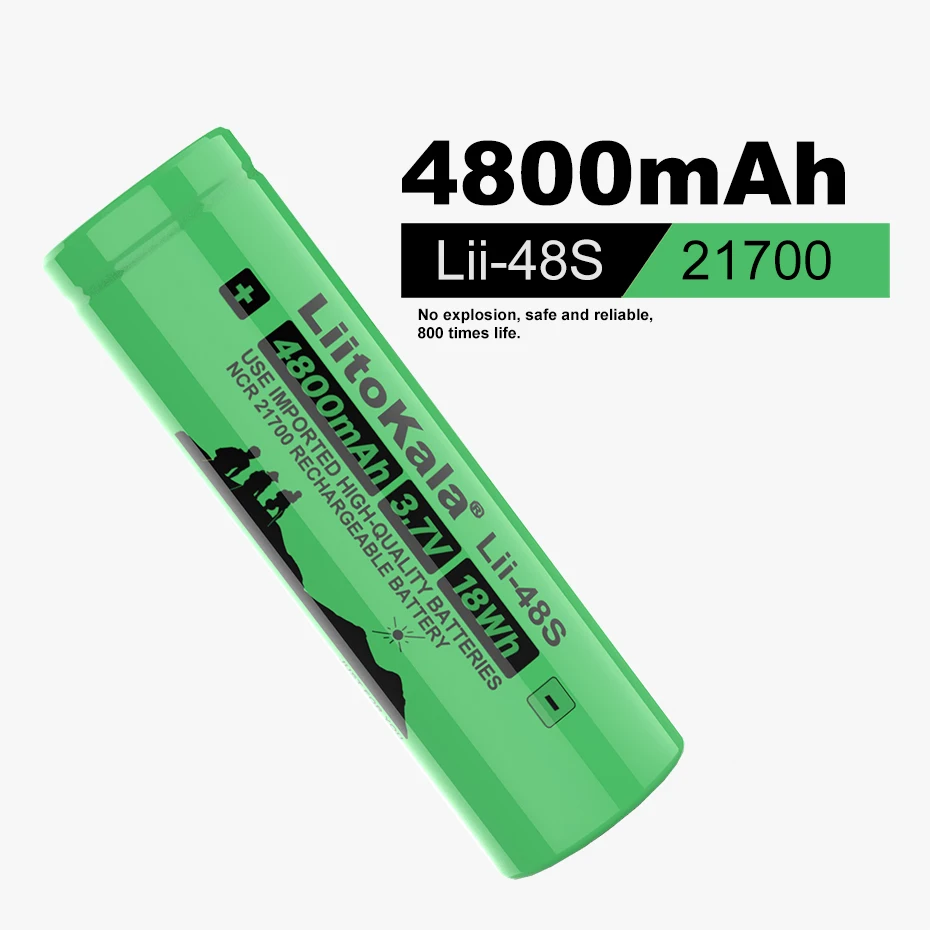 LiitoKala Lii-48S 3.7V 4800mAh 21700 li-lon akumulator 9.6A moc 2C szybkość rozładowania trójskładnikowe baterie litowe