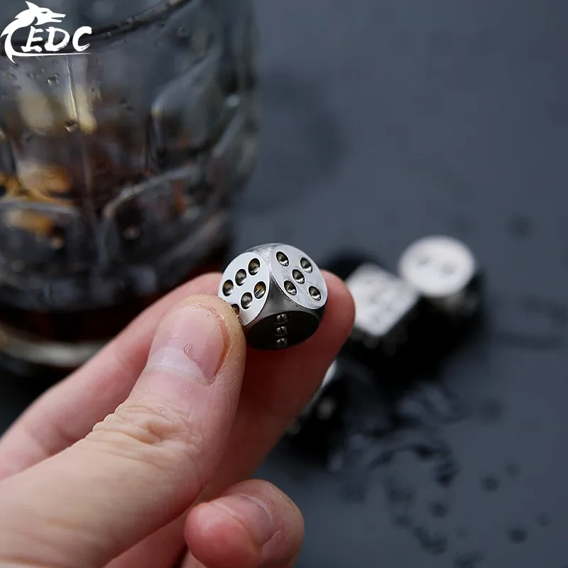 A333 EDC Titanium Alloy Dice Dice Solid TC4 Six-sided Lucky Iced Cooling Dice Outdoor EDC Gadg Travel Camping Leisureets