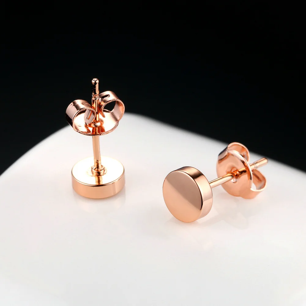 Top Quality Concise Smooth Round Rose Gold Color Stud Earring ZYE573 ZYE581 ZYE584