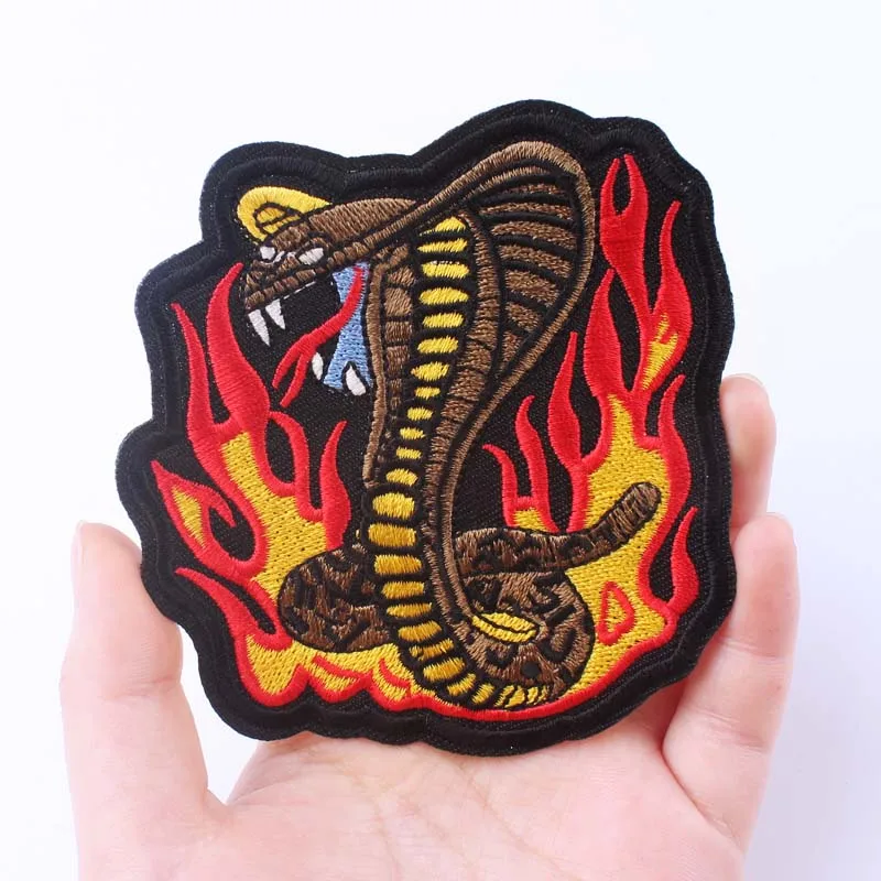 Pulaqi Eagle Patch Snake Baboon Punk Rock Patch Embroidered Iron On Patches For Clothing Punk Animals Stripe Sticker For Clothes