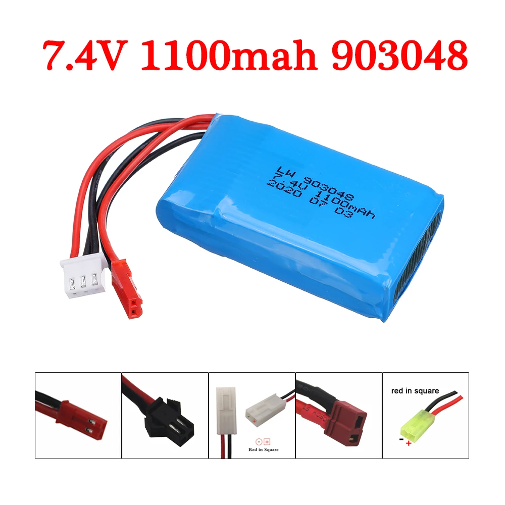 Batteria Lipo 7.4 V 1100 mAh 903048 per Wltoys 144001 V353 A949 A959 A969 A979 k929 RC auto parti batteria LiPo 7.4 V 1100 mAh