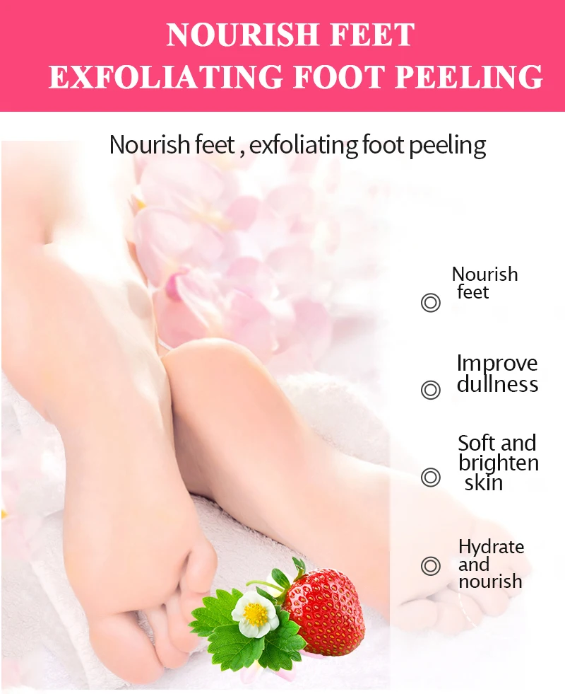 30pairs Exfoliating Foot Masks Pedicure Socks Strawberry Milk Exfoliation for Feet Mask Remove Dead Skin Heels Foot Peeling Mask