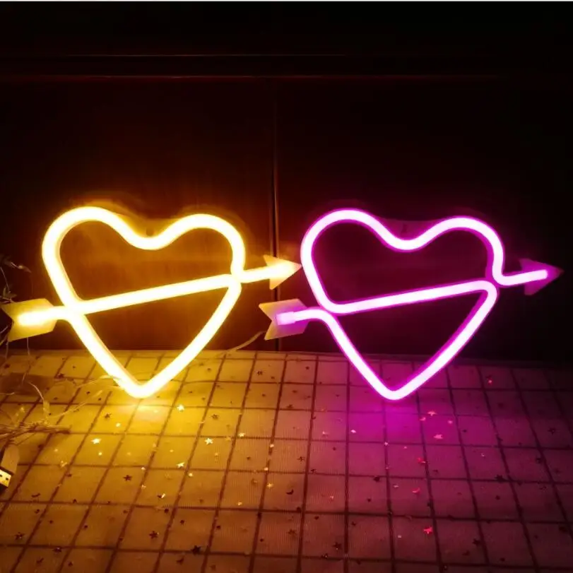 520 amor coração colorido led neon luz usb powered casamento parede pendurado luz de néon para festa janela arte quarto decoração luzes