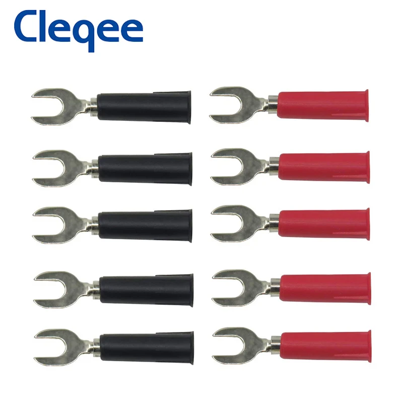 Cleqee P4002 10 шт., штекер-Лопатка 6 мм, вставной U-образный и Y-образный 4 мм штекер типа "банан"