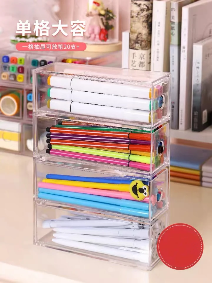 SEWOART Boîte à Stylos Transparente Rigide - Étui Rangement Crayons - Portable - 19x9.3x3 Cm - Plastique Durable
