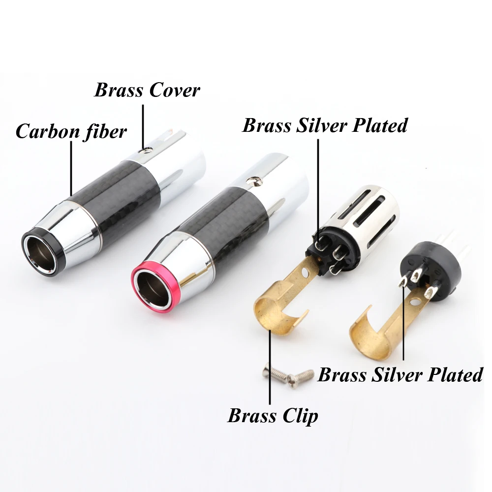 Hallo-end XLR Stecker Silber Überzogene Carbon Faser Audio XLR Stecker Weibliche Stecker Für 11mm DIY Interconnect kabel – Detail 4