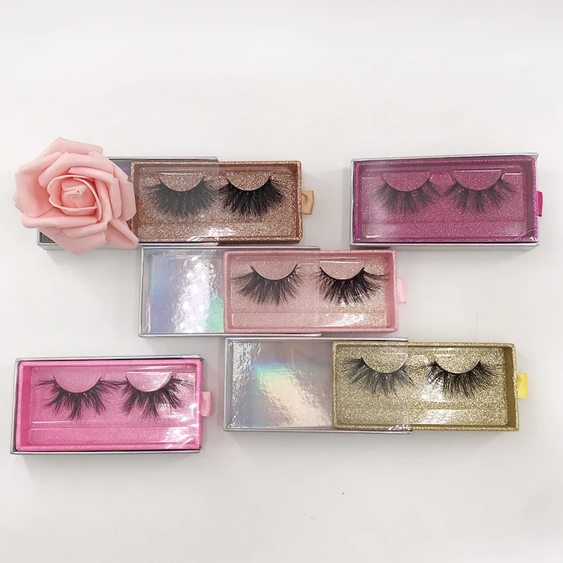 

50 box Wholesale color Square Pvc Drawer Case Empty box Mink False Eyelash Packaging Glitter Paper custom logo