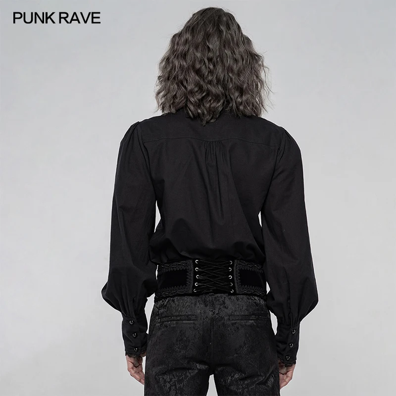 Punk Rave Gothic Gorgeous Long Sleeve Men's Gothic Wedding Men's Shirt Goth Cosplay Shirt Top WY1246