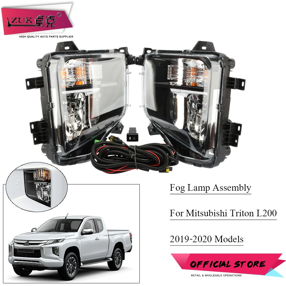 ZUK Mitsubishi Triton / L200 2019 2020 Front Bumper Turn Signal Lamp Fog Light Assembly With Blub Wire Harness Switch