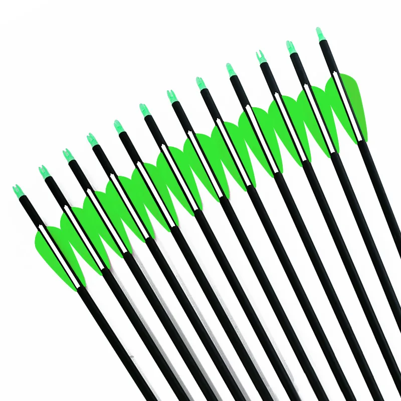 12pcs  26/28/30 inch Spine 400 Carbon Arrow OD 7.8mm for Compound Recurve Bow Hunting Archery Shooting Replaceable Arrowheads