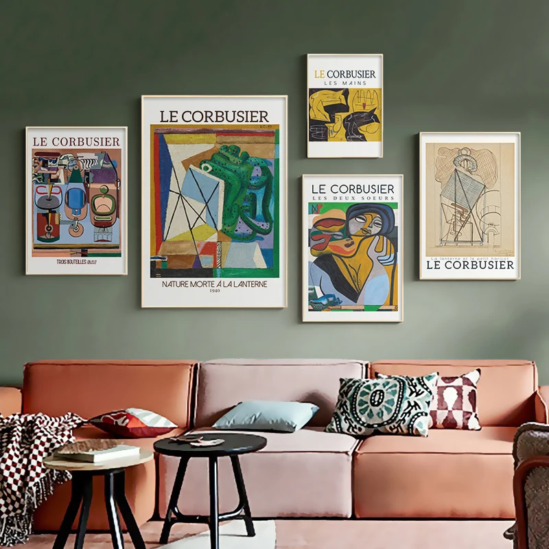 Le Corbusier Exhibition Poster French Artwork Vintage Abstract Museum Print Mid Century Modern Wall Art Canvas Painting Decor