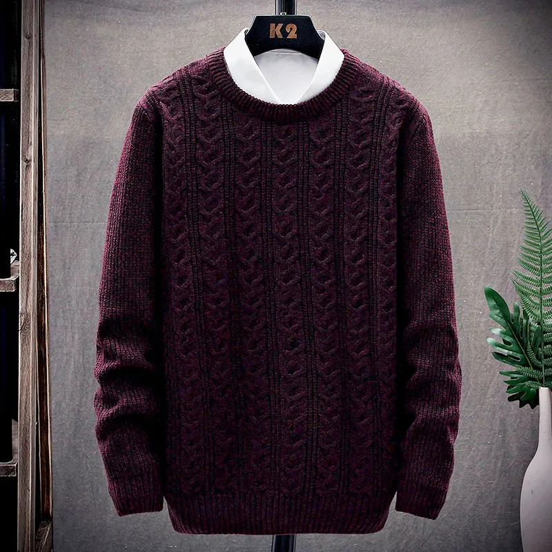 Brand Fashion Men O-neck Sweaters Solid Color Male Warm Knitted Pullovers Black Red Blue Autumn Winter Clothing Size M-3XL