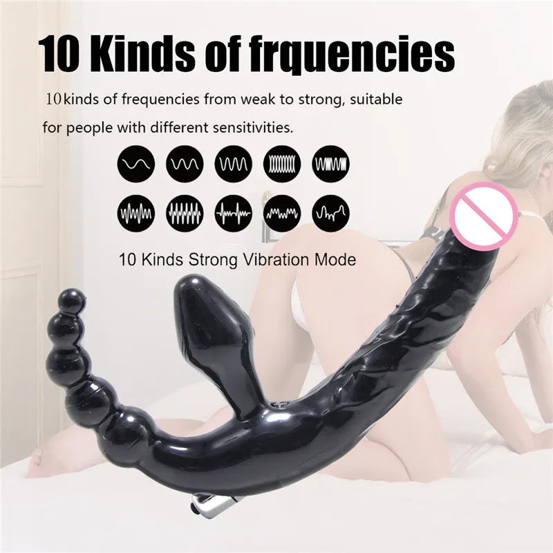 Strapon Dildo Vibrator for Couples Erotic Intimate Goods Double Penetration 10 Speed Anal Vibrator Sex Toys for Women