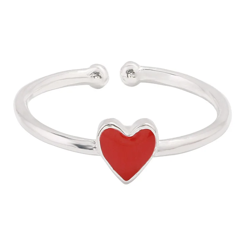 New Arrivals 925 Sterling Silver Red Heart Rings for Women Adjustable Size Ring Fashion sterling-silver-jewelry