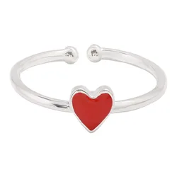 New Arrivals 925 Sterling Silver Red Heart Rings for Women Adjustable Size Ring Fashion sterling-silver-jewelry