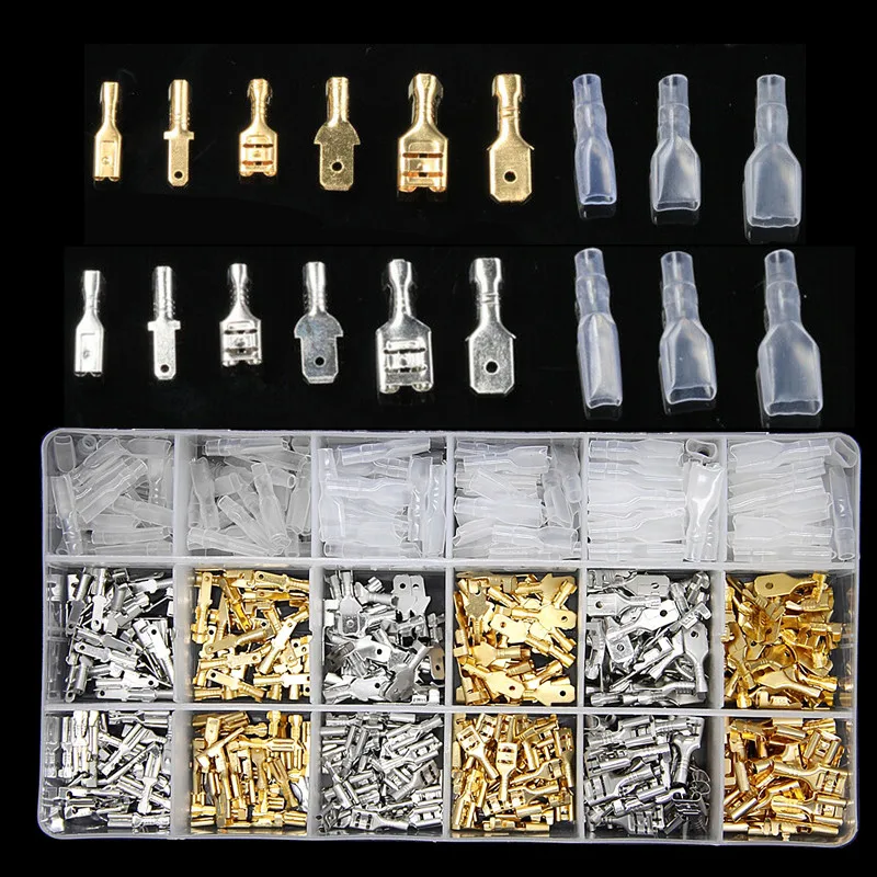 540/480/360Pcs Female Male Electrical Spade Wire Butt Connectors Lugs Battery Starter Cable Splice Crimp Terminals Kit