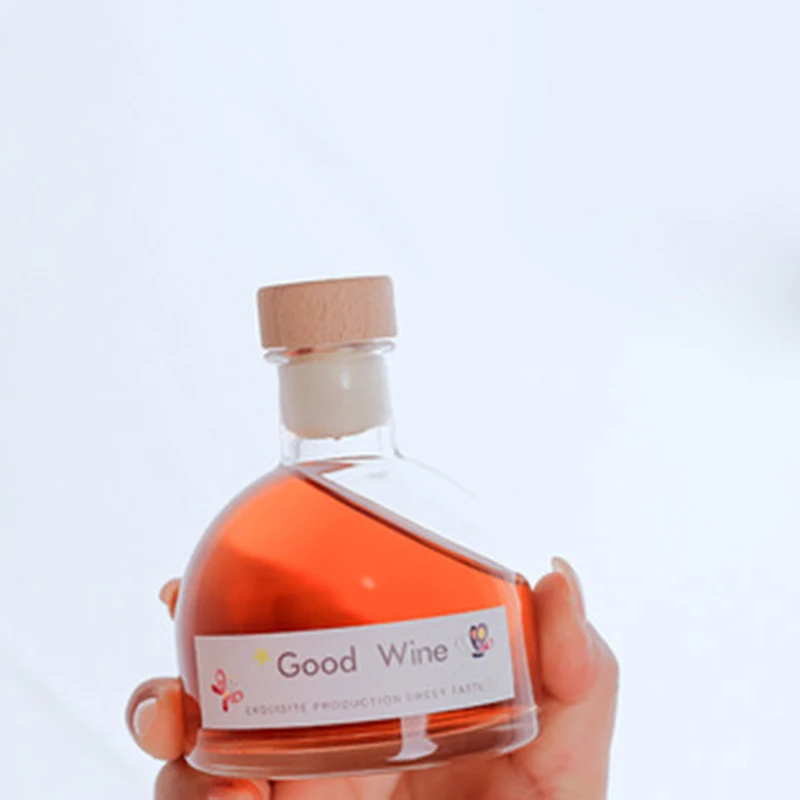 Small glass wine bottle transparent sealed bottle with lid household good-looking storage bottle storage tank 100ML/150ML/200ML