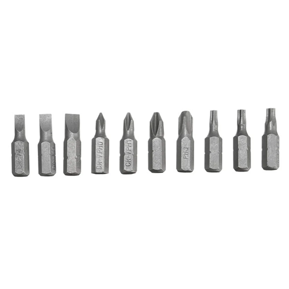 10pcs Insert Bit Set Torx Flat Head Cross Anti Slip Electric Hex Shank Screwdriver Head Screw Driver Set Bit Holder