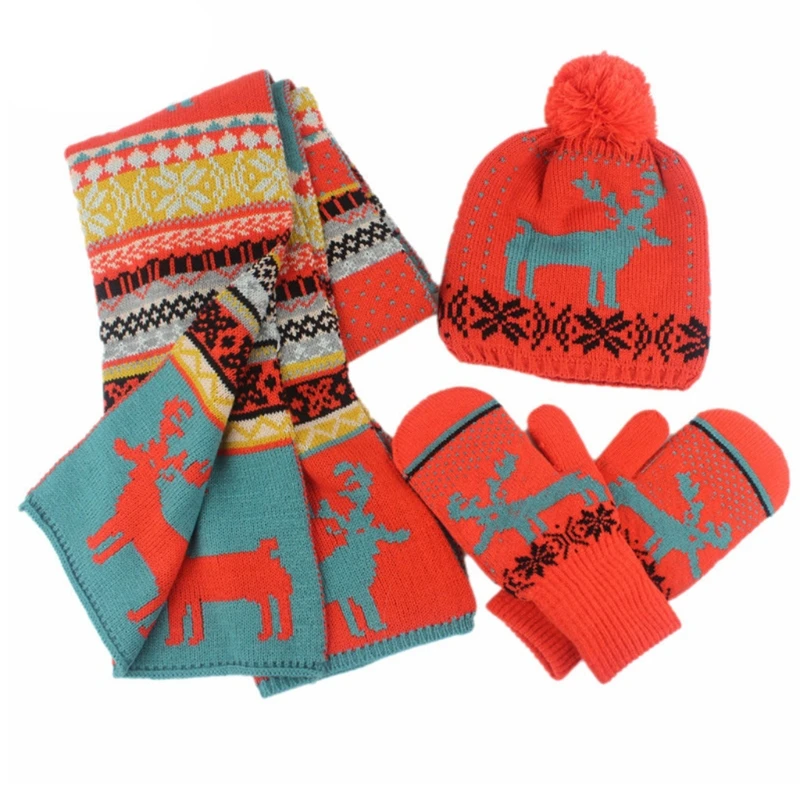 Moda masculina malha gorro chapéus luvas cachecol 3pcs terno dos desenhos animados calor chapéus adultos inverno chapéu para mulher adolescentes estudante