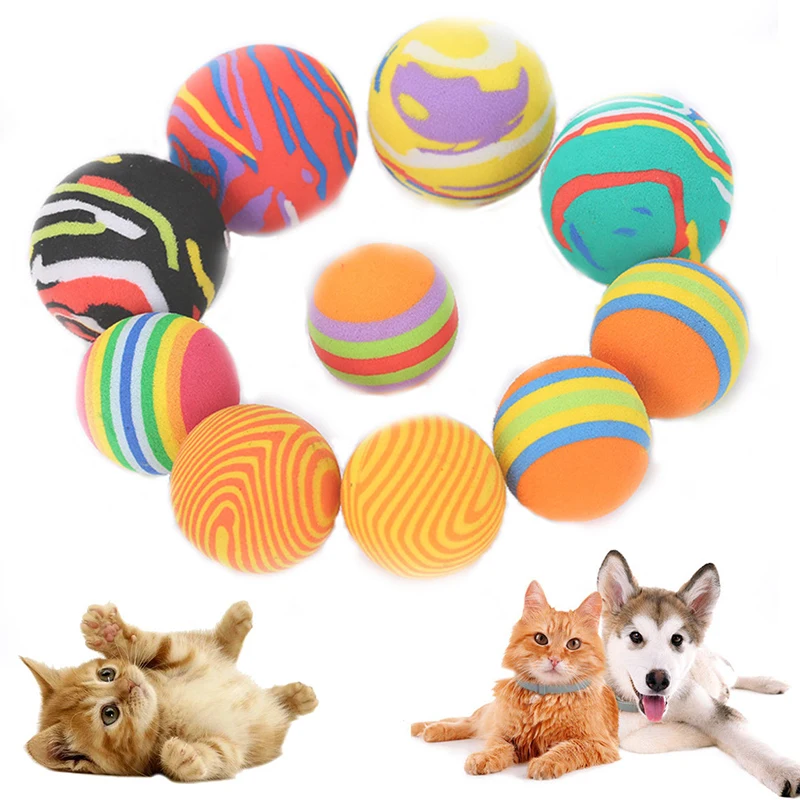 1/5PCS Cat Toys Teaser Ball Training Amusement Smart Cat Toys Interactive Multicolor Ball Cats Toy Pet Playing Ball for Kitten