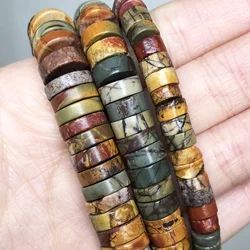 Natural Stone Beads Picasso Jaspers Rondelle Loose Spacer Beads for DIY Jewelry Making Bracelet Charms Accessories 15'' 6 8 10mm