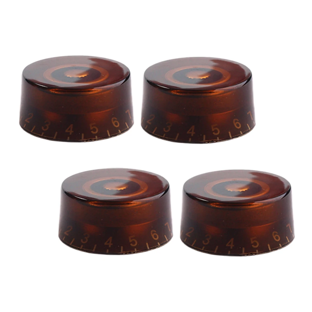 4pcs Acrylic Electric Guitar Volume Tone Knobs for LP SG Style Guitar Parts, Brown