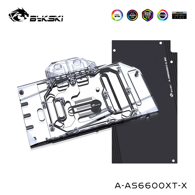 Bykski Water Cooler For ASUS DUAL RX6600XT O8G OC ,Radeon RX6600XT  With Back Plate ,Full Cover Water Block, A-AS6600XT-X