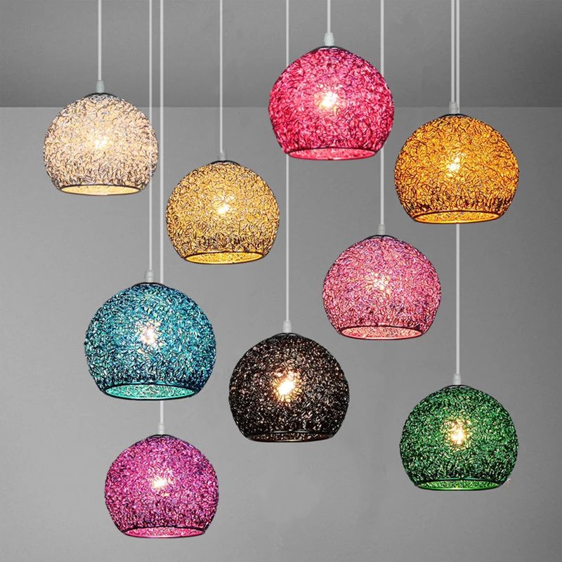 Modern Pendant Lamp Colorful Pendant Light Ball Round Pendant Light Restaurant Cafe Room Creative E27LED Lights Bedroom Fixtures