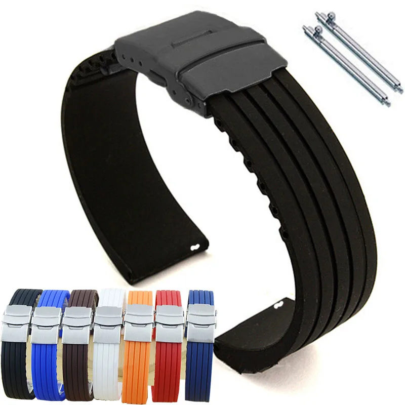 

18mm 20mm 22mm 24mm Quick Release Silicone Watch Bands For Samsung Active 43mm 47mm for Fossil Watch Strap Rubber Sport Bands