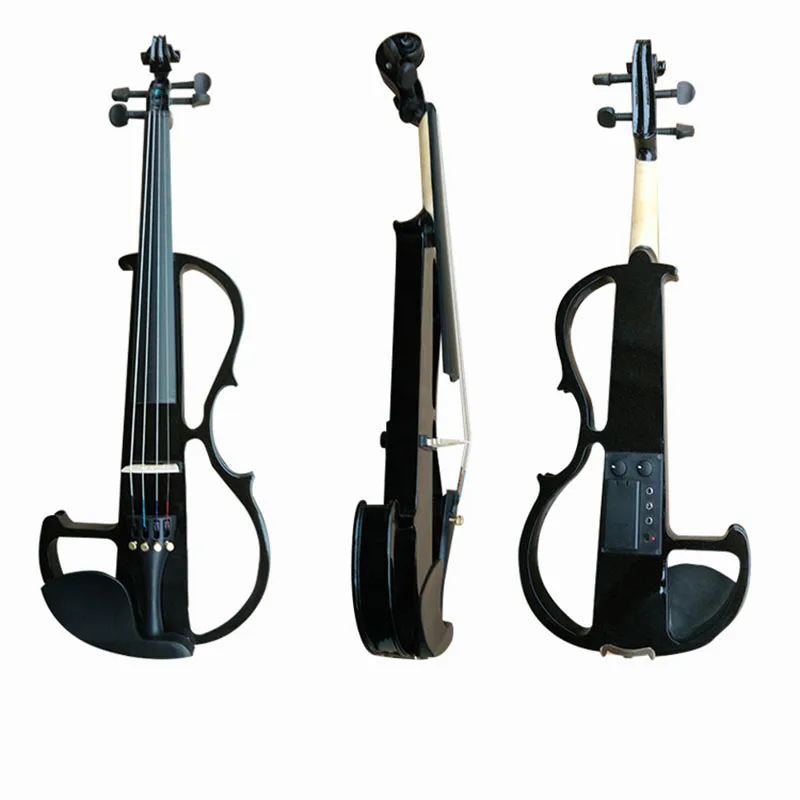 Fastshipping High grade black hand flash 4/4 electronic violin beginners playing electronic acoustic violin instruments